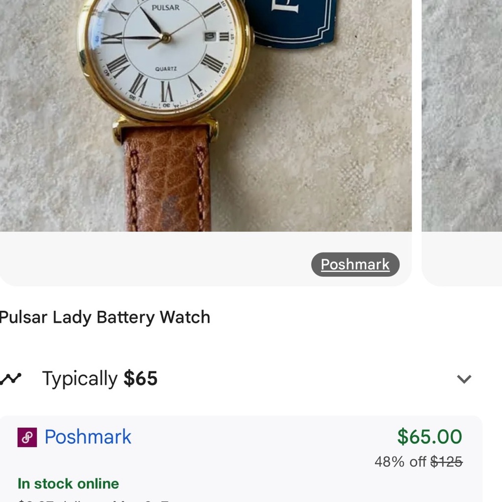Pulsar Gold Watch with Brown Leather Strap